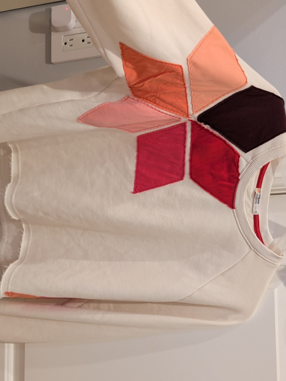 Marine Layer Cream Sweatshirt with Colorblock Petal Appliqué